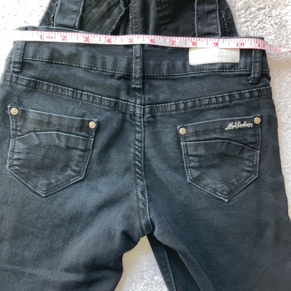 Black Denim Criss Cross Straps Open Back Overalls sz 25 - Picture 4 of 6